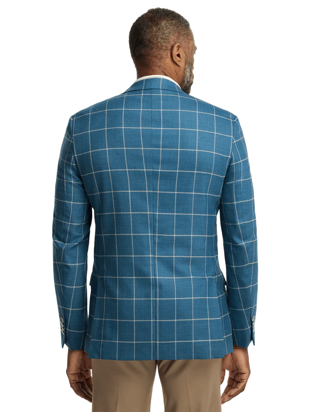 Wool Windowpane Single Breasted Peak Lapel Sport Coat - Teal - Image 7